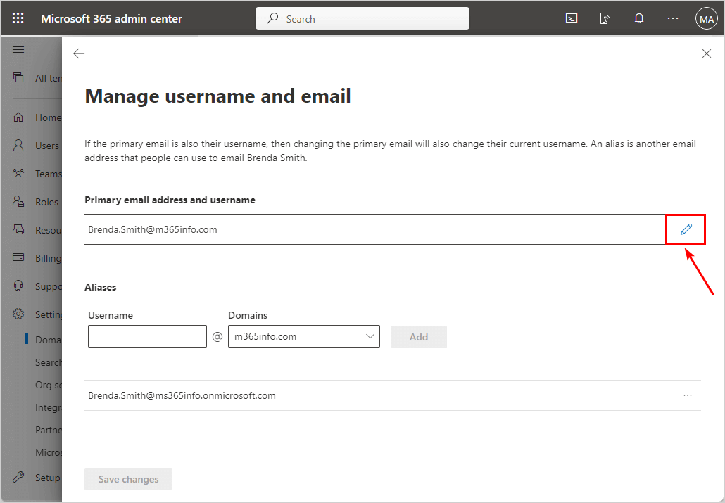 Primary email address and username