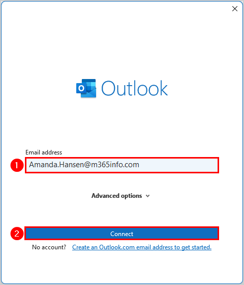 Add email address Outlook profile