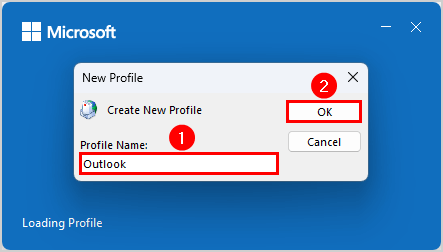 Create new Outlook Profile name