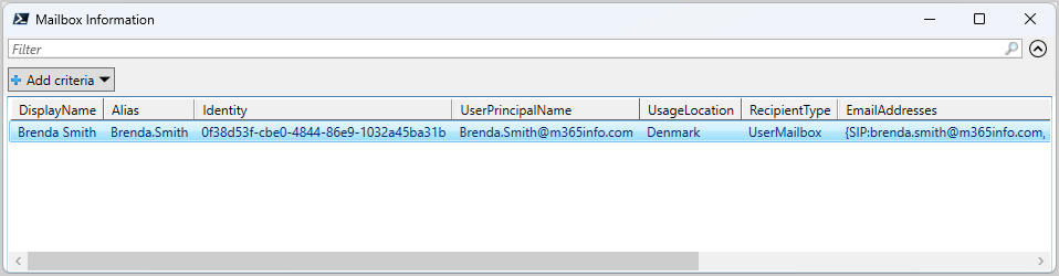 Use Get-Mailbox cmdlet in PowerShell Out-GridView single