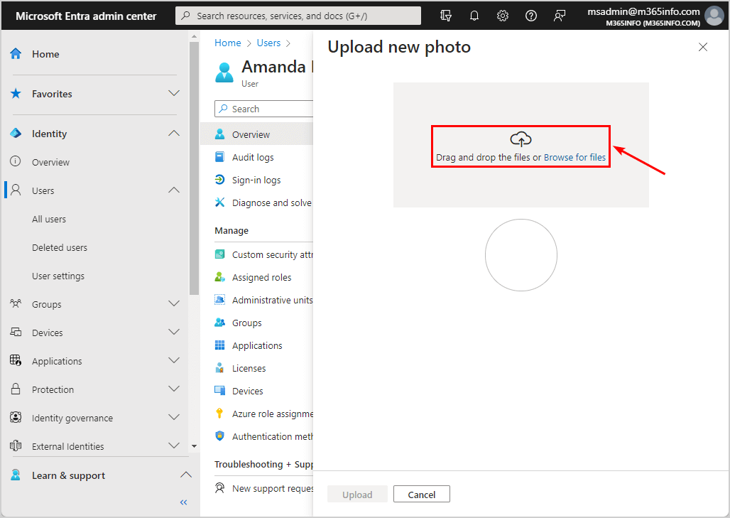 Drag and drop user photo in Microsoft Entra admin center