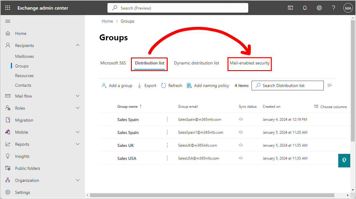 Convert Distribution List to Mail-enabled Security Group