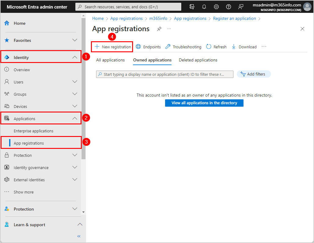 Add new application registration in Microsoft Entra ID