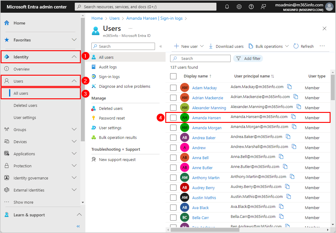 Export single Microsoft 365 user sign-in activity report in Microsoft Entra ID