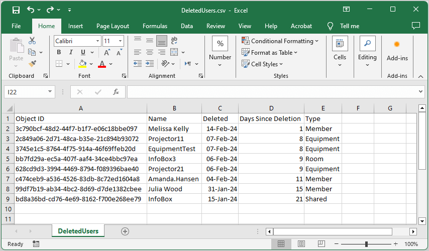 All soft deleted users export to CSV file