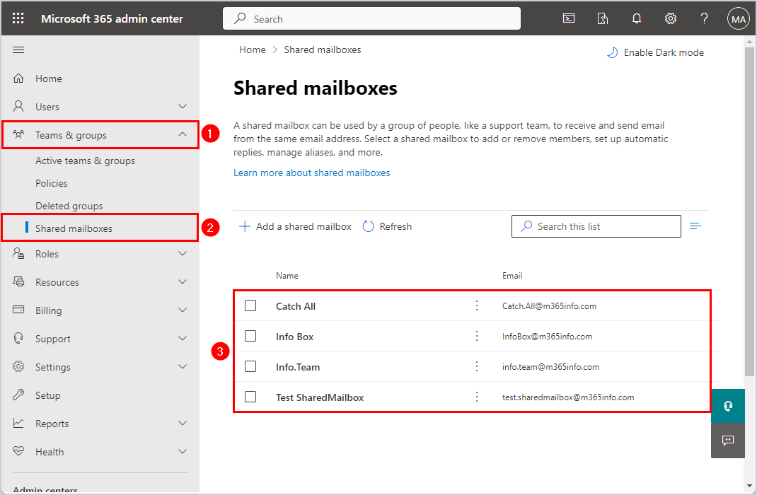 Restored shared mailbox not in list