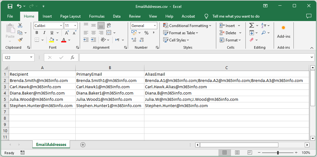 Add email addresses with PowerShell from CSV file primary and secondary