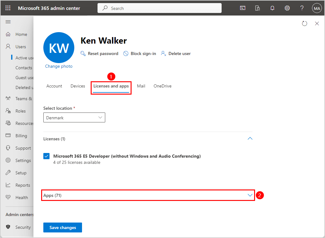 Remove licenses and apps of user mailbox in Microsoft 365 admin center