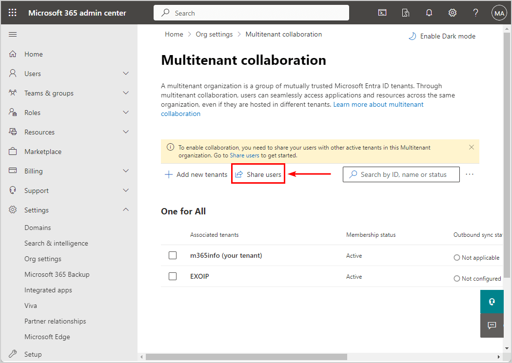 Share users in multitenant collaboration in Microsoft 365