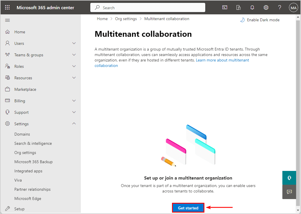Create multitenant organization in Microsoft 365