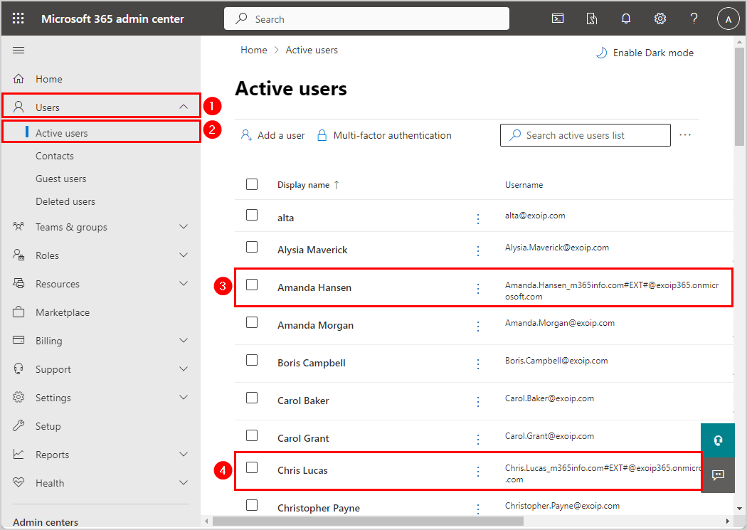 Verify shared users external in Microsoft 365