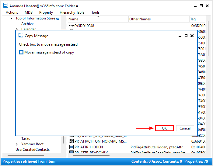Recover deleted mail items with MFCMAPI and copy message