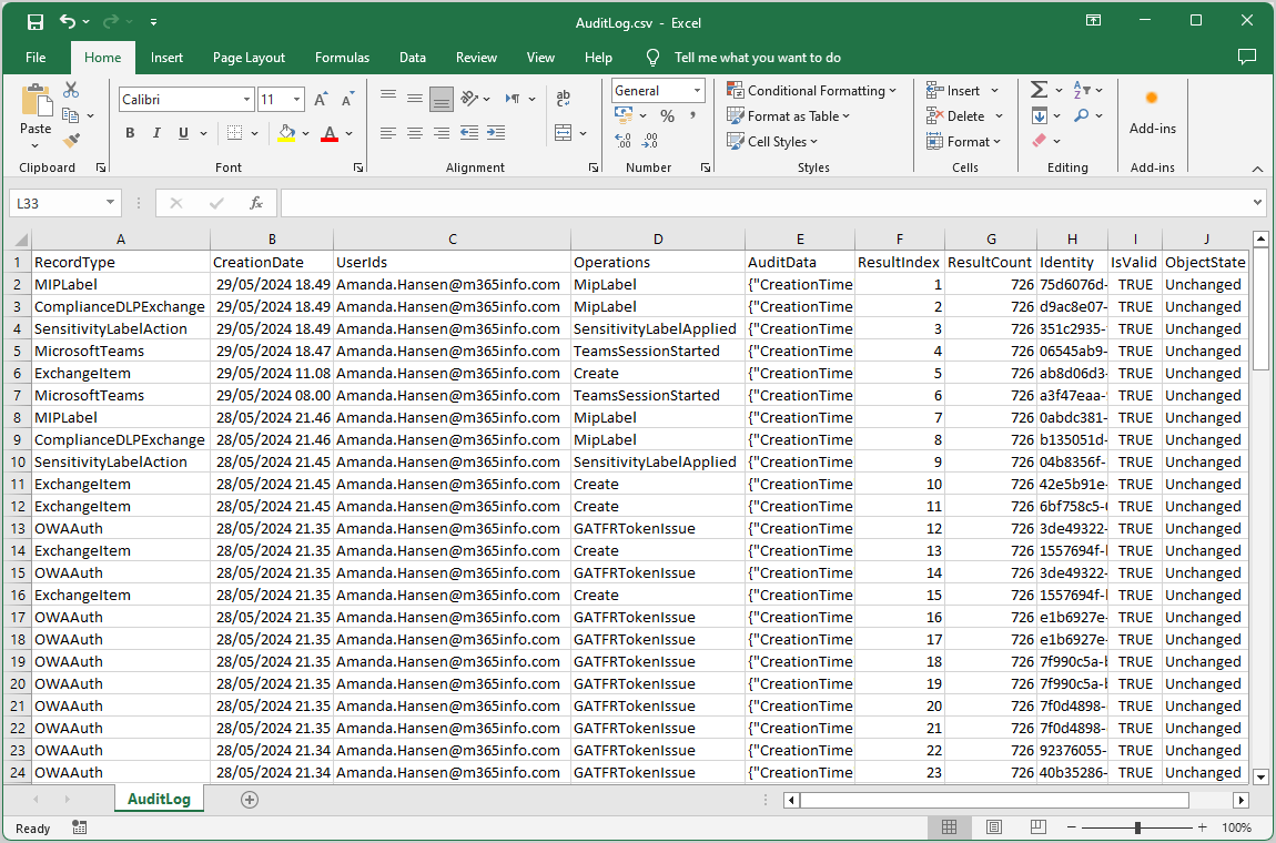 Export specific Microsoft 365 mailbox Audit log with PowerShell to CSV file