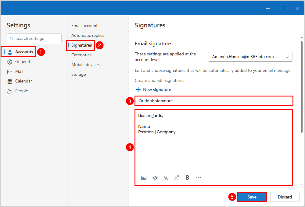How to create new email signatures in Outlook