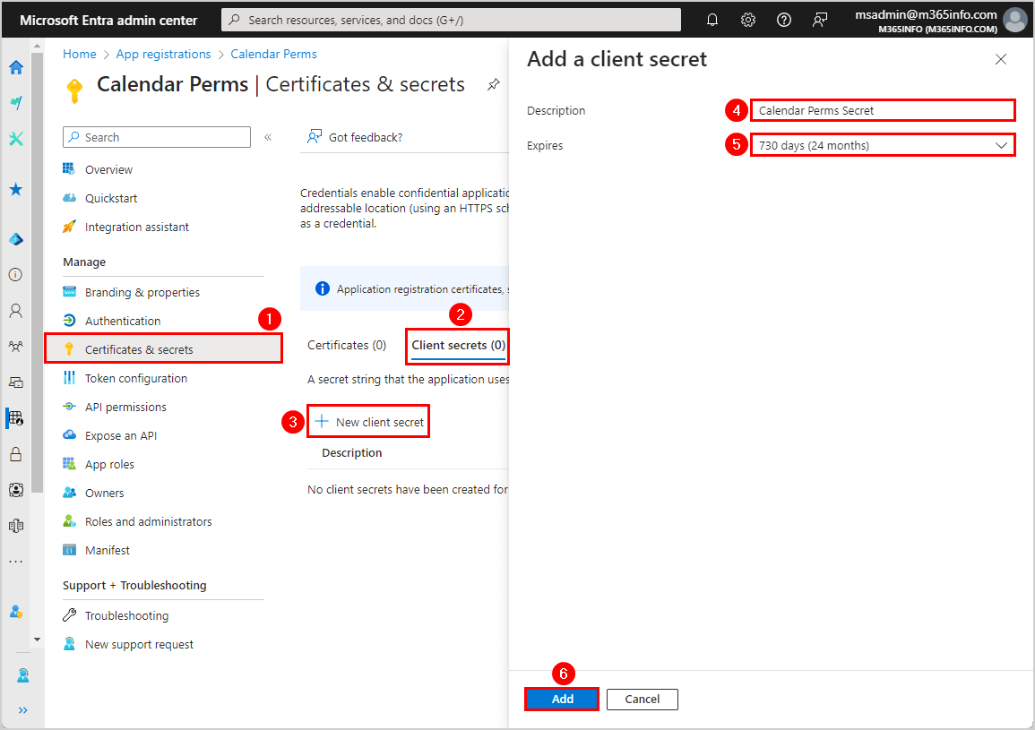 Create new Client Secret in Microsoft Entra ID