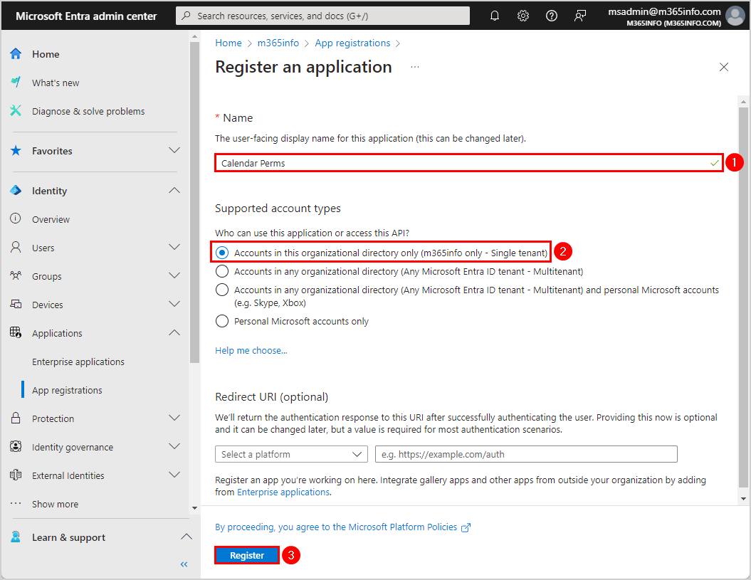 Register an application in Microsoft Entra